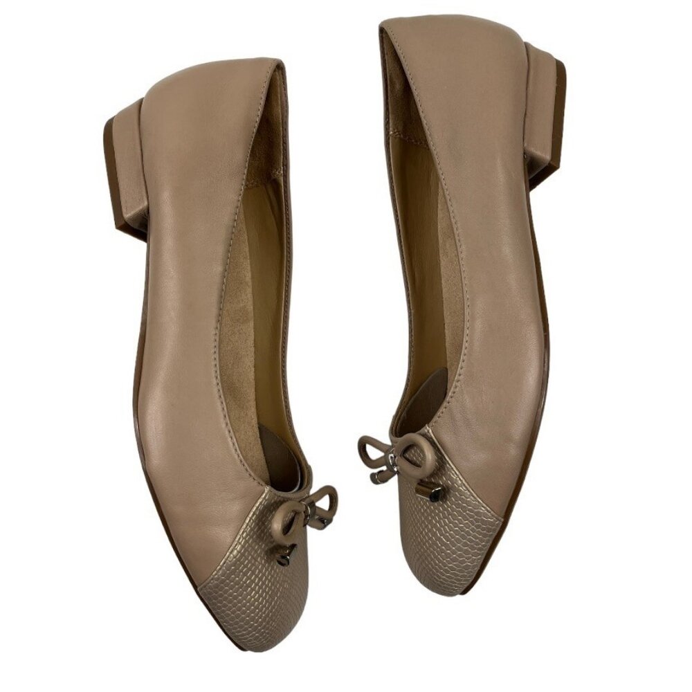 Naturalizer Gertie Ballet Flats Shoes Size 8.5 W Embossed Leather Taupe - Picture 8 of 16